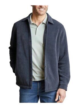 Copper & Oak Men's Small Blue/ Gray Corduroy Snap-Front Shirt Jacket e1701